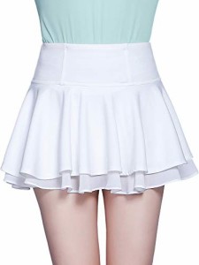 Sharphon パンツ付き ミニ スカート aライン 人気 フリルスカート 31cm-白-インナーパンツ付き S