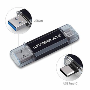 Wansenda Type-C USBメモリスマートフォンとパソコンで使えるType-C USB + USB 3.0両用メモリ (512GB, ブラック)
