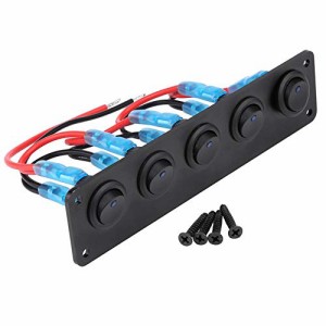 トグルスイッチ パネル 5ギャング 12-24V 5連防水 ロッカースイッチパネル LEDスイッチパネル 車 ボート ヨットマリン 船舶用品 青