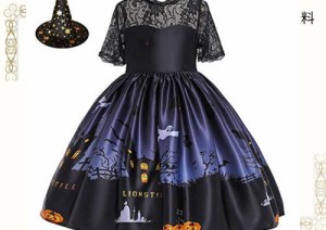 [Ymgot] ハロウィン 衣装 子供 魔女 仮装 悪魔 コスチューム ワンピース キッズ ウィッチ お化け コスプレ (ブラック, 130)