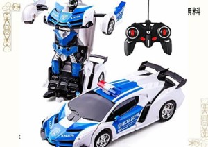 WEECOC ロボットおもちゃ 変形玩具車 RCカー 2合1 ラジコン 遠隔操作 変形することができる 子供の好きなギフト (青)