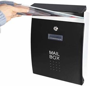 Lysmics メールボックス ポスト 郵便受け 郵便ポスト 壁掛け 鍵付き 中型 金属製 ブラック (05-ブラック)