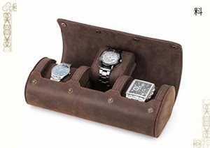 HIRAM 本革腕時計ロール 腕時計収納ケース 腕時計収納ボックス 3本用 レザー防水 耐衝撃 時計ケース 収納 腕時計の持運び 旅行 携帯に