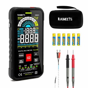 KAIWEETS テスター 10000カウントマルチメーター 直流/交流電圧 電流 抵抗 導通 静電容量 ダイオード 導通 デューティ比 温度測定 デジタ