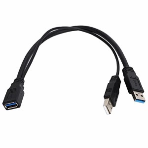 USB 3.0 2分岐ケーブル USB A オス - USB A メス 30cm USB3.0 二股ケーブル HDD