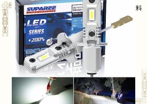 SUPAREE h3 led フォグランプ 24v 爆光 h3 led 24v ホワイト ショート h3 led バルブ 6500K 1200lm 12V/24V車検対応 CSPチップ搭載 両面