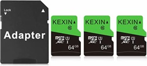 KEXIN MicroSD 64GB 3個セット 80MB/s SDカード 64gb UHS-I U3 Class10 SDXC マイクロSDカード 64GB Nintendo Switch 動作確認済 超高速