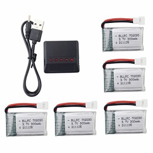 5PCS 3.7V 300mAh リチウム電池 5 in1 充電器用のSyma S39 X11C WLToys V911S A120 XK A150 V966 FX801 UDI U816A Hubsan H107L F180W F1