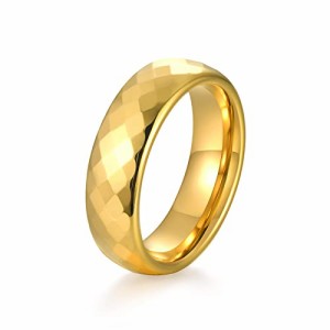 [Rockyu] ブランド タングステン リング ペアリング ゴールド レディース指輪幅6mm メンズ指輪幅6mm 結婚指輪 多面カット指輪 おしゃれ 