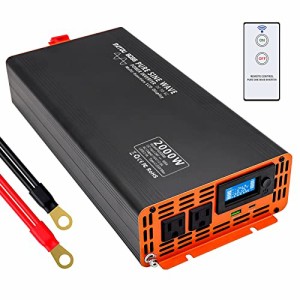 DATOUBOSS インバーター 正弦波 24V 2000W 純正弦波 インバーター DC 24VをAC 100Vに変換 3口出力ソケット×2、USBソケット×1、Type-C×