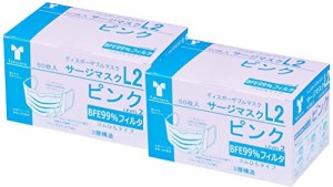 [竹虎] サージカルマスクL2 レベル2 医療用マスク 2箱 50枚入(計100枚) (ピンク)