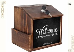 アンケートボックス 鍵付きBOX ご意見箱 黒板付き 投票箱 多目的ボックス かわいい 天然木