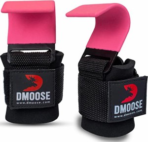 DMoose ウェイトリフティングフック (ペア)、男性と女性のためのハンドグリップサポートリストストラップ、リストラップ 8 mm 厚パッド入