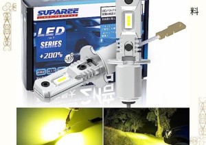 SUPAREE h3 led フォグランプ 24v 爆光 h3 led 24v イエロー ショート h3 led バルブ 3000K 1200lm 12V/24V車検対応 CSPチップ搭載 両面