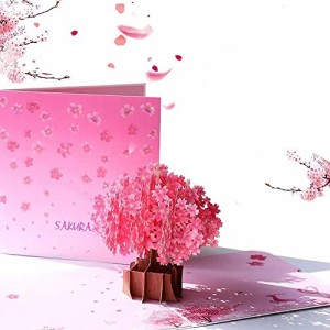 桜グリーティングカード 3D立体 ポップアップカード バレンタインデー ギフトカード 感謝カード 祝福カード 結婚式 メッセージカード 誕