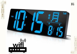 「2023最新」Blueekin デジタル時計 LED大画面 WiFi時間自動修正対応 大型 明るさ調整可能 見やすい 壁掛け置き兼用 目覚まし時計 大音量
