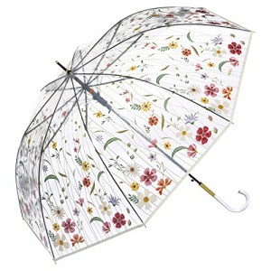 Wpc. 雨傘 ［ビニール傘］刺繍風アンブレラ ピンク 長傘 61cm レディース ジャンプ傘 大きい 花柄 ナチュラル 刺繍のようなデザイン 映え