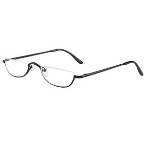 [REAVEE] 老眼鏡 ハーフフレーム 半月型 メタル 薄型 軽量 男女兼用 おしゃれ ケース付き 度数 「+2.5」 ブラック