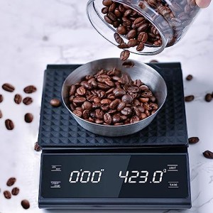 lanzoub デジタルスケール コーヒースケール タイマー付き 0.1g単位 最大3kg キッチンスケール コーヒー タイマー機能付き 電子天秤 はか