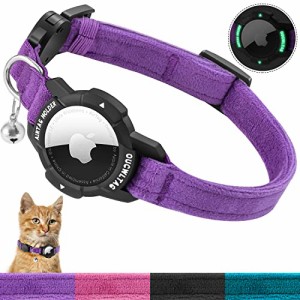 OUCWLTAG ルミナス AirTag 猫 首輪 分離 OUCWLTAG GPS 猫 首輪 Apple Airタグホルダー付き 猫 トラッカーカラー 安全ゴムバンド付き 女の