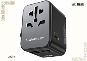 MOMAX 変換プラグ PD 35W 急速充電 海外旅行用電源変換プラグ 6台同時充電 3*USB-C PD ＆ 2*USB-A QC ＆1*ACコンセント 海外用コンセント