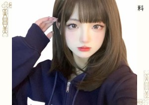 Hawkko ウィッグ ミディアム ボブ セミロング ストレート フルウィッグ レディーズ 女性 かつら カツラ 女装 ウィッグ 自然 黒茶 髪 ロン