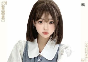 MIAOW CAT ウィッグ ボブウィッグ ストレート セミロング かつら 女装 フルウィッグ 日常 ロリータ コスプレ かつら wig 自然 小顔 耐熱 