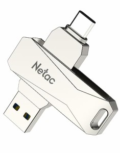 Netac USBメモリ 128GB 2in1 USB3.1/3.0・タイプc 高速メモリー 大容量フラッシュメモリ 外付けメモリ 小型 360度回転式 スマホ用 Mac Wi