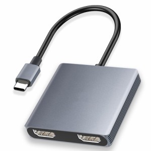 USB C HDMI 変換アダプター Aibilangose デュアル HDMI Type-C マルチディスプレイアダプタ 3画面 拡張/複製 4K映像出力 USB HDMI 2ポー