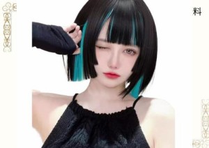 FESHFEN ウィッグ ボブ ショート 姫カット フルウィッグ かつら 姫髪 レディーズ ストレート 自然 ハロウィン 小顔 原宿系 ぱっつん前髪 