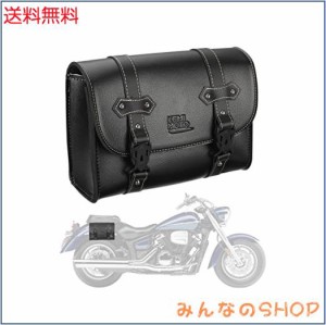 KEMIMOTO バイク サイドバッグ 小物入れ バイク バイク ツールバッグ 汎用バッグ 工具入れ バイク 高級レザー ブラック