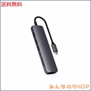 Satechi イーサネット付き スリム 7in1 USB-Cハブ (スペースグレイ) 4K HDMI(60Hz), USB-C PD(60W), 2xUSB-A, SD/Microカードスロット (M