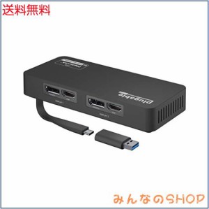 Plugable USB-C 変換グラフィックアダプタ、ディスプレイ変換 Windows、Mac 用 デュアル 4K HDMI および DisplayPort、USB 3.0、USB Type