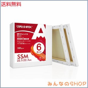 AUREUO 張りキャンバス セット SSM (22.7cmX22.7cm)) 中目 100％コットン 6枚 初心者 絵画用具 芸術絵創作 現代油絵 美術装飾 水彩画・油