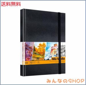 Ohuhu アクリル絵の具用スケッチブック 水彩画用紙 200gsm 254*187mm 78枚/156ページ ミックスメディア 超厚口 子ども・大人にも アクリ