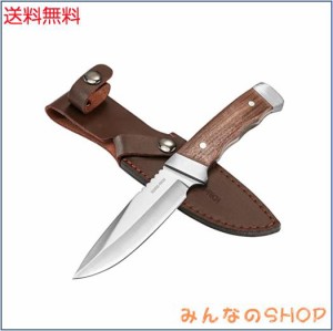 SWISS+TECH ナイフ シースナイフ アウトドアナイフ キャンプナイフ フルタング構造 天然ウッドハンドル 刃渡り約10cm ケース付き