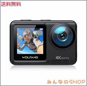 WOLFANG GA420 デュアルスクリーンアクションカメラ 4K 60FPS 24MP タッチスクリーン水中カメラ、EIS 付き 10M ボディ防水/40M 防水ヘル