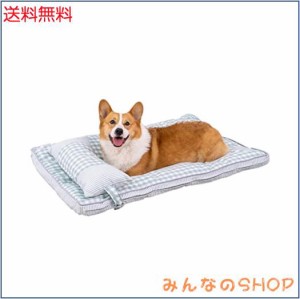 Bidason ベッド ペット クッション 猫 枕 セット チェック柄 スクエア 可愛い 綿麻風 通気 滑り止め 取り外し可能 洗える 小型 中型 キャ