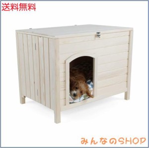 petsfit 犬小屋 組み立て不要 猫小屋 収納できる猫トイレ 猫用トイレ収納カバー 天然木 杉 小屋 犬舎 猫舎 木製ゲージ 小型犬/中型犬 す