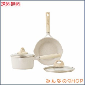 CAROTE カローテ フライパン セット 鍋セット 4点 IH対応 PFOA PFOS フリー 片手鍋 16cm 蓋付き フライパン 20cm 蓋付き マーブルコート 