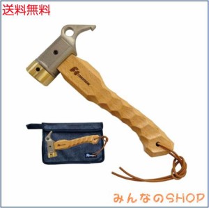 FOREST HOME ショートペグハンマー 真鍮ヘッド 木材 名栗加工ハンドル 小型 コンパクト ペグ打ち アウトドア テント設営(ナチュラル)