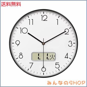 Nbdeal 掛け時計 電波時計 静音 連続秒針 おしゃれ 日付 曜日表示 直径30cm 壁掛け 時計 北欧 (黒)