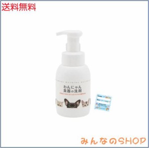 わんにゃん食器の洗剤 本体 ポンプ 300ml ペット用食器洗剤 泡 タイプ 天然成分100% 犬 猫 Key Box オリジナル 賞味期限シール付き わん