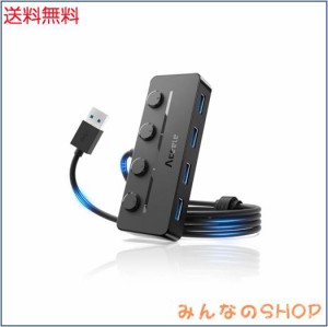 Aceele USB ハブ 5 USB ポート USB 3.0 ウルトラスリム ハブ ????-? 給電用ポート 独立スイッチ付き 上差込タイプ ???表示灯 ????? 延長