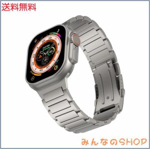 [Bandsie] コンパチブル apple watch ultra バンド 49mm専用 Ultra/Ultra2対応交換バンド 渋い光沢 チタンカラー チタニウム金属 三つ折