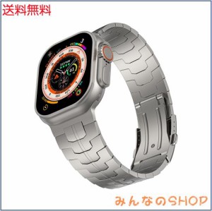 [Bandsie] コンパチブル apple watch ultra バンド 49mm専用 Ultra/Ultra2対応交換バンド 渋い光沢 チタンカラー チタニウム金属 三つ折