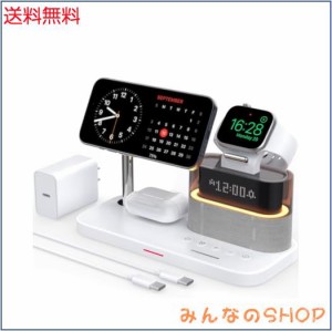 GLILAVOX 5in1 ワイヤレス充電器 マグネット 15w 時計付き Compatible with iPhone 15/14/13/12/Pro/Pro Max/apple watch ultra 2/SE/9/8