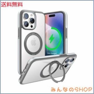 【チタングレー・多機能360度回転スタンド】TORRAS iPhone 15 Pro 用 ケース 縦横両対応 リング Halbachマグネット搭載 MagSafe対応 滑り