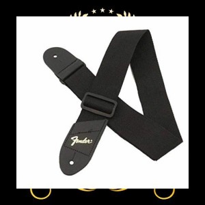 FENDER Economy Strap GOLD 2” Black Polyester Logo Straps ギターストラップ