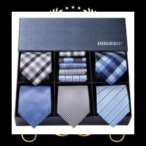 [HISDERN] ビジネス用 ネクタイ 5本セット フォーマル ネクタイ チーフ メンズ おしゃれ 結婚式 青 ネクタイ ブランド プレゼント T5A005
